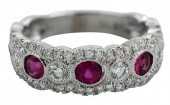 18KT. DIAMOND AND RUBY RINGvin