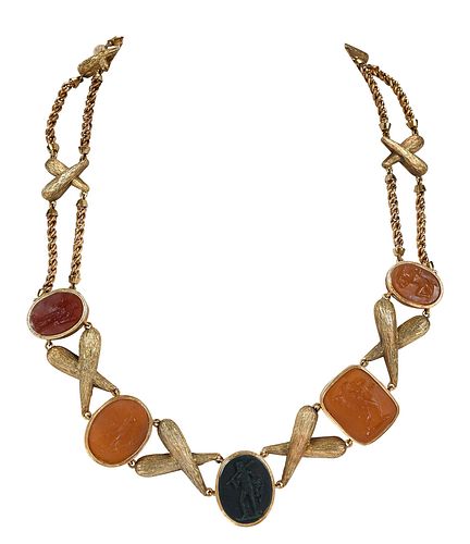 18KT. FIVE AGATE CAMEO INTAGLIO