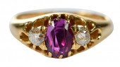 18KT. GEMSTONE AND DIAMOND RIN