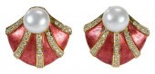 18KT. GEMSTONE AND ENAMEL EARR