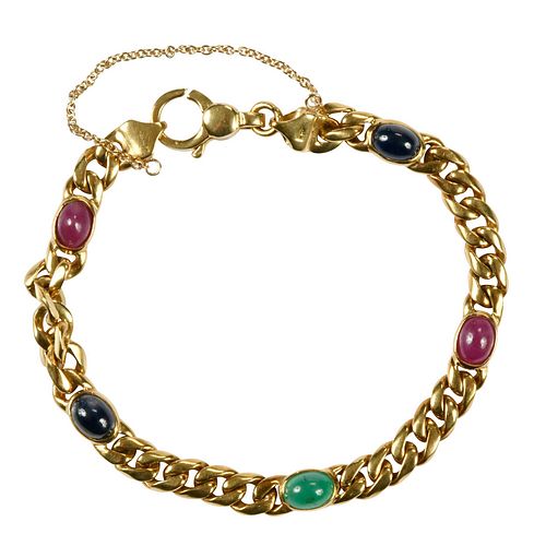 18KT. GEMSTONE BRACELETtwo oval