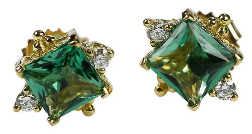 18KT. GEMSTONE EARRINGSeach earring