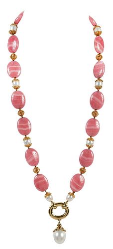 18KT. GEMSTONE NECKLACEknotted,