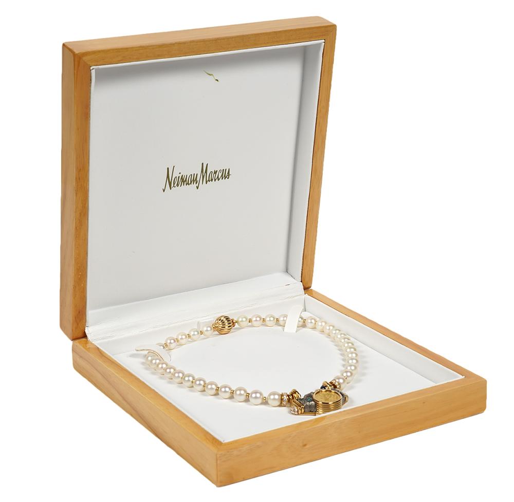 18KT. GOLD BVLGARI COIN & PEARL