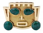 18KT. GOLD CHRYSOCOLLA AZTEC M