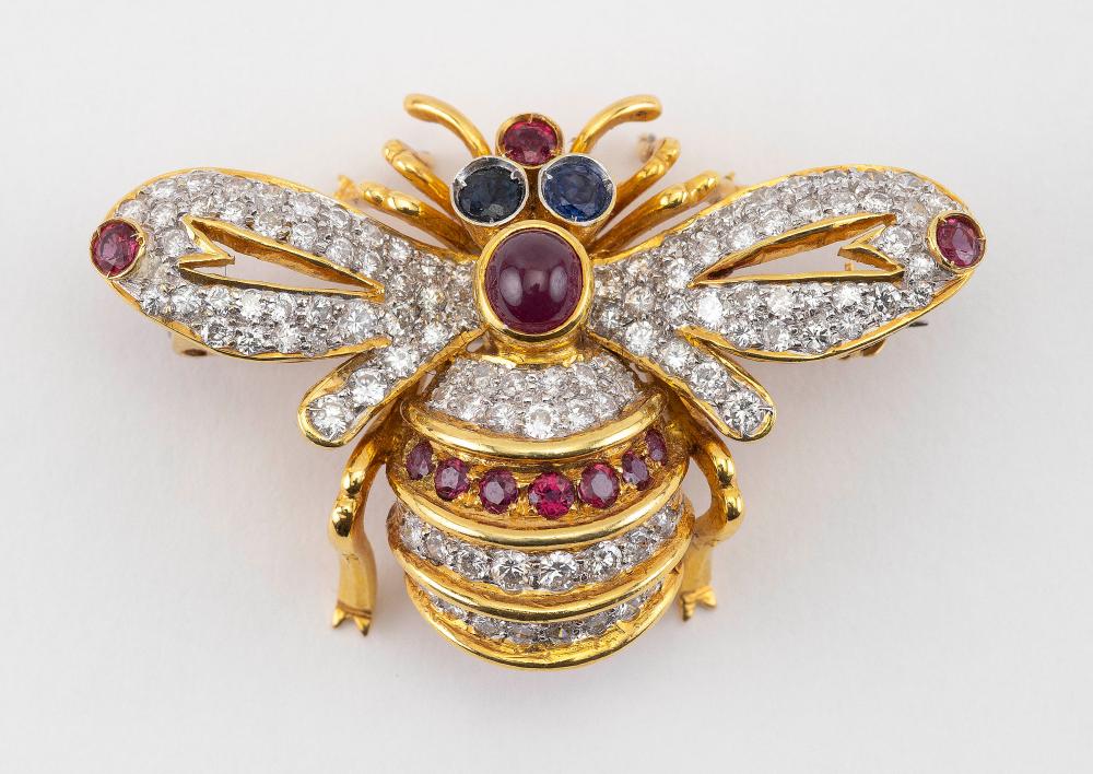 18KT GOLD, DIAMOND, RUBY AND