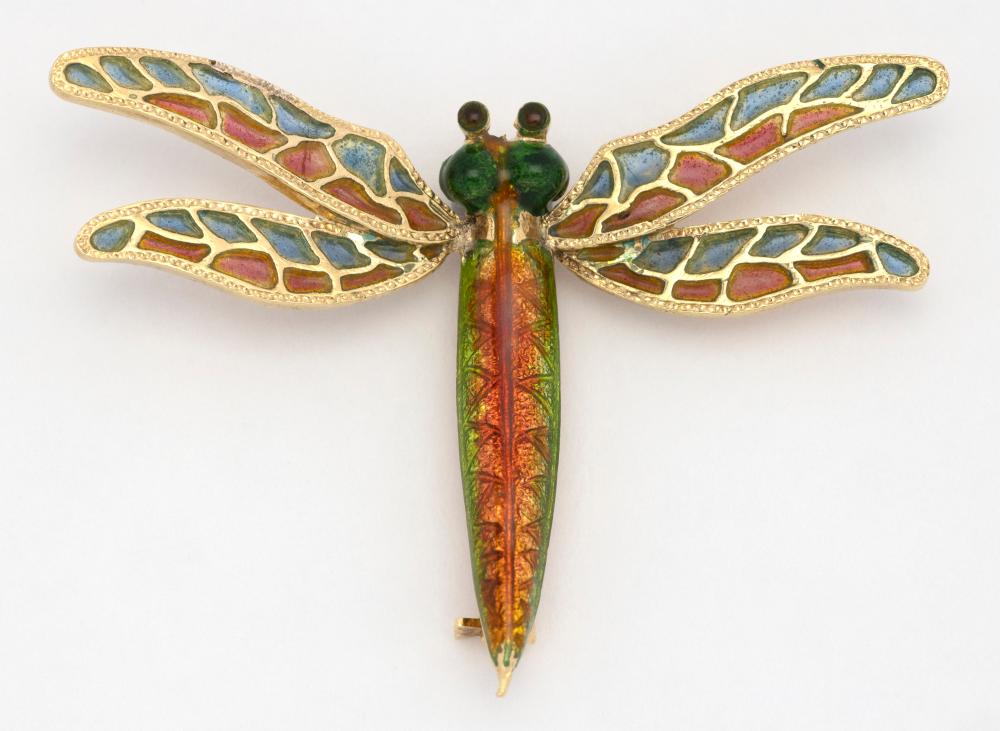 18KT GOLD, PLIQUE-A-JOUR ENAMEL AND