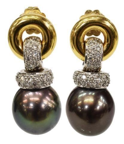 18KT GOLD TAHITIAN BLACK PEARL &