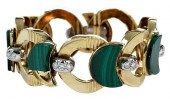 18KT. MALACHITE AND DIAMOND BR