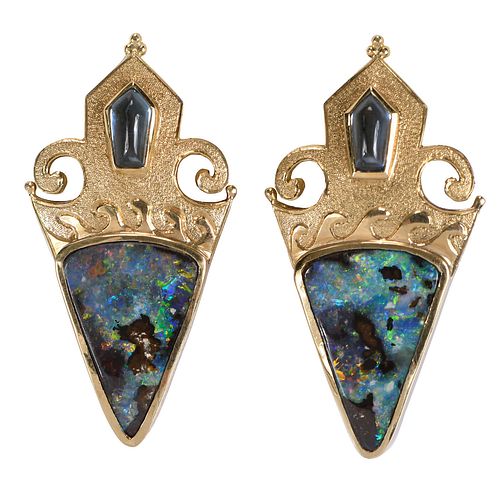 18KT. OPAL AND AQUAMARINE