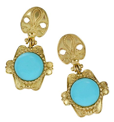 18KT. TURQUOISE EARCLIPSeach with