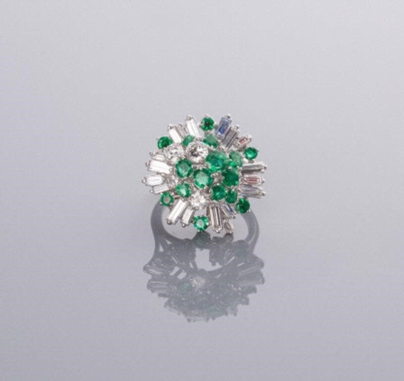 18KT WHITE GOLD SANDAWANA EMERALD &