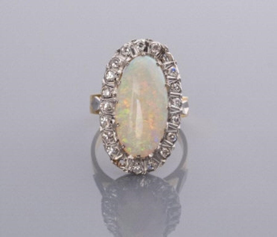 18KT YELLOW & WHITE GOLD OPAL &