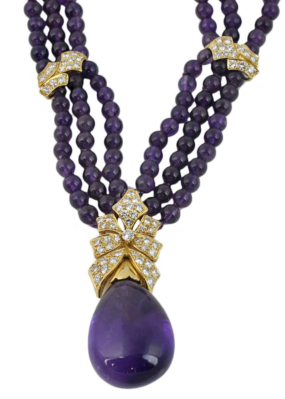 18KT YG, DIAMOND & AMETHYST