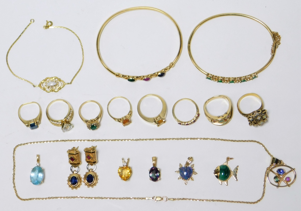 18PC LADY'S 14K GOLD ESTATE JEWELRY