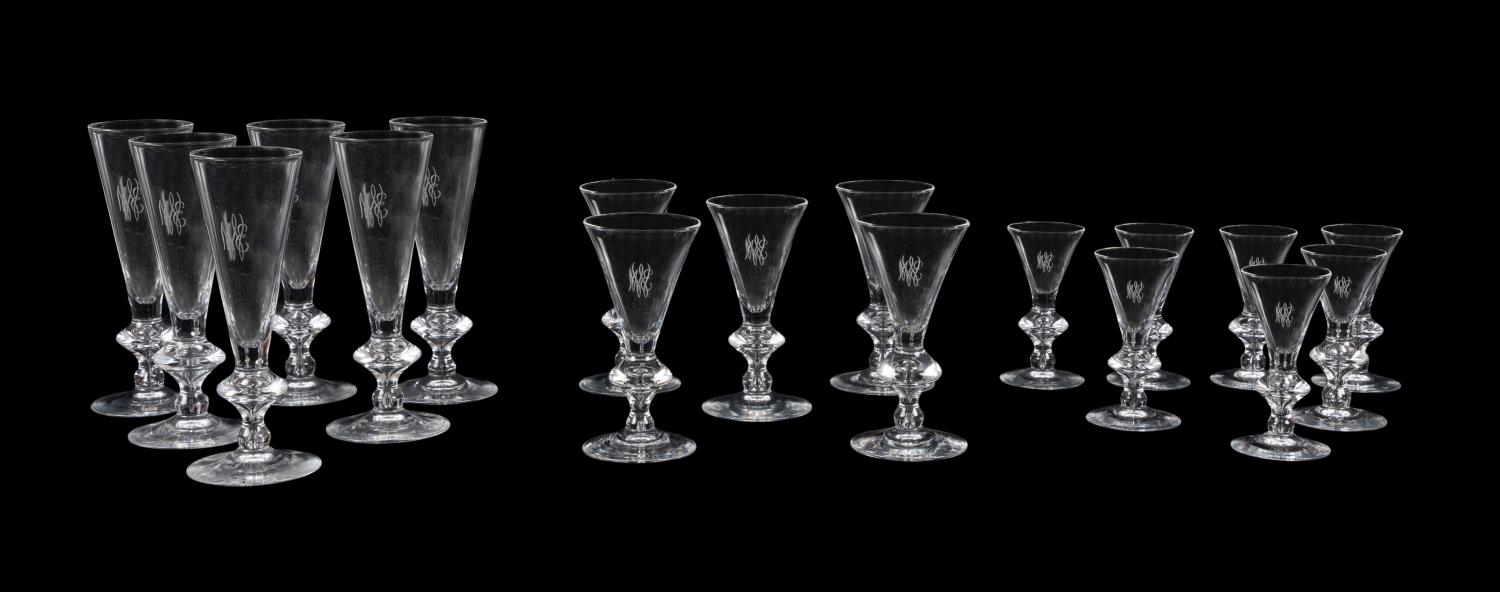 18PC STEUBEN GLASS STEMWARE,