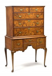 18TH C. BOSTON BURL WALNUT HIG