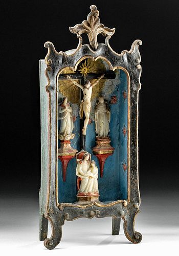 18TH C. BRAZIL GILT & PAINTED NICHO