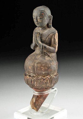 18TH C. BURMESE WOOD PRAYING