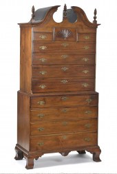 18TH C. CHIPPENDALE BONNET TOP