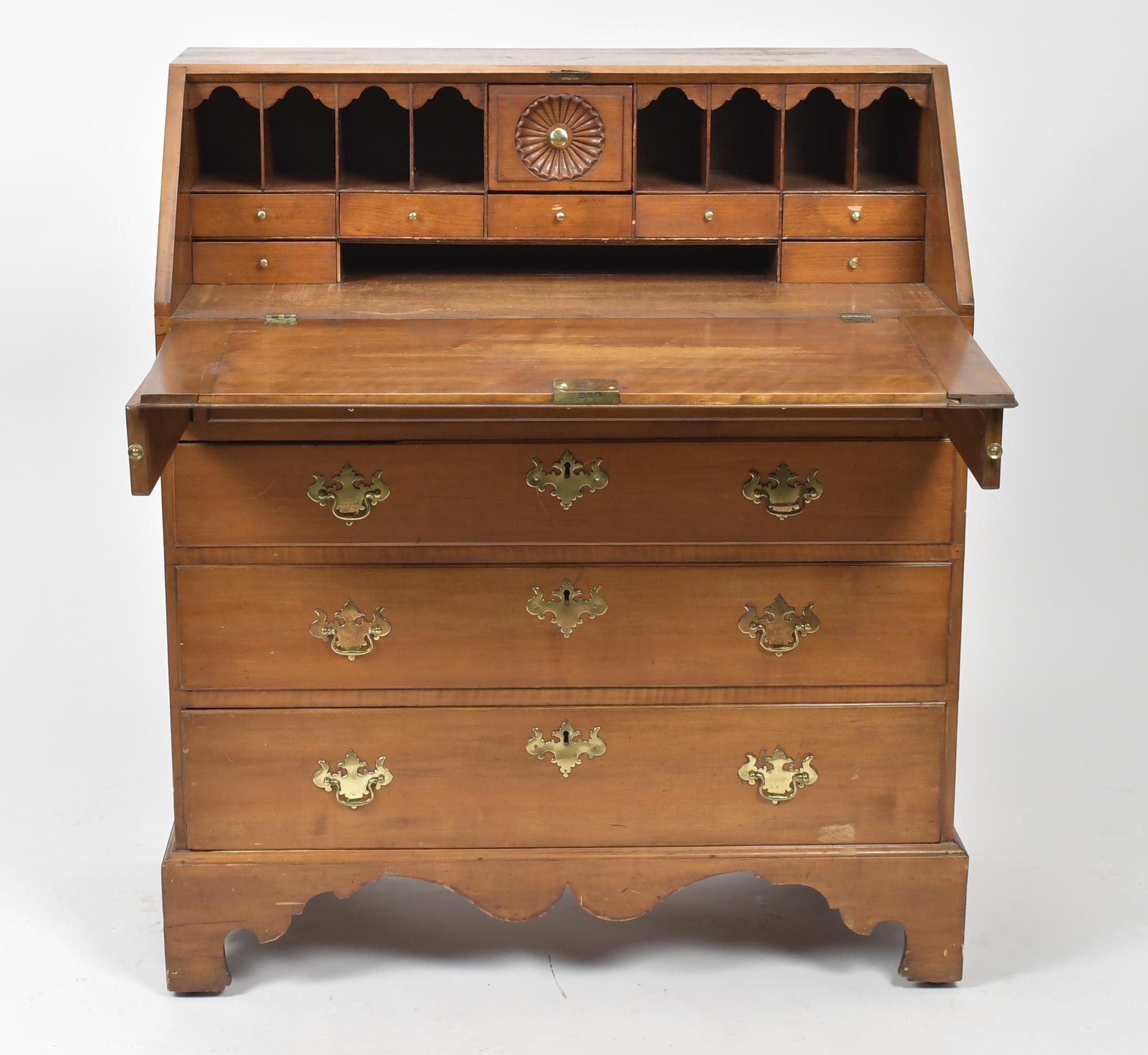 18TH C. CHIPPENDALE MAPLE SLANT LID