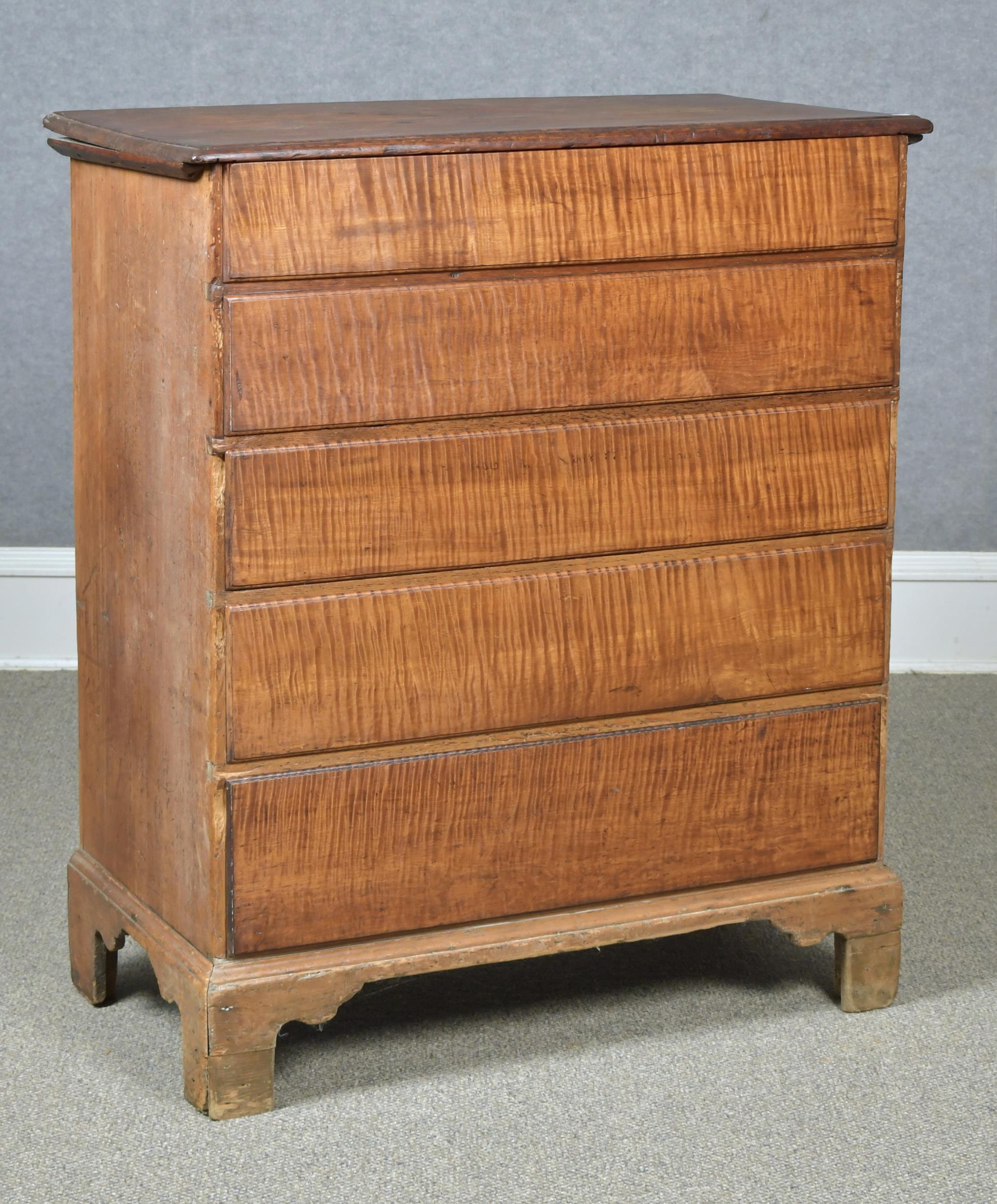 18TH C. CHIPPENDALE TIGER MAPLE