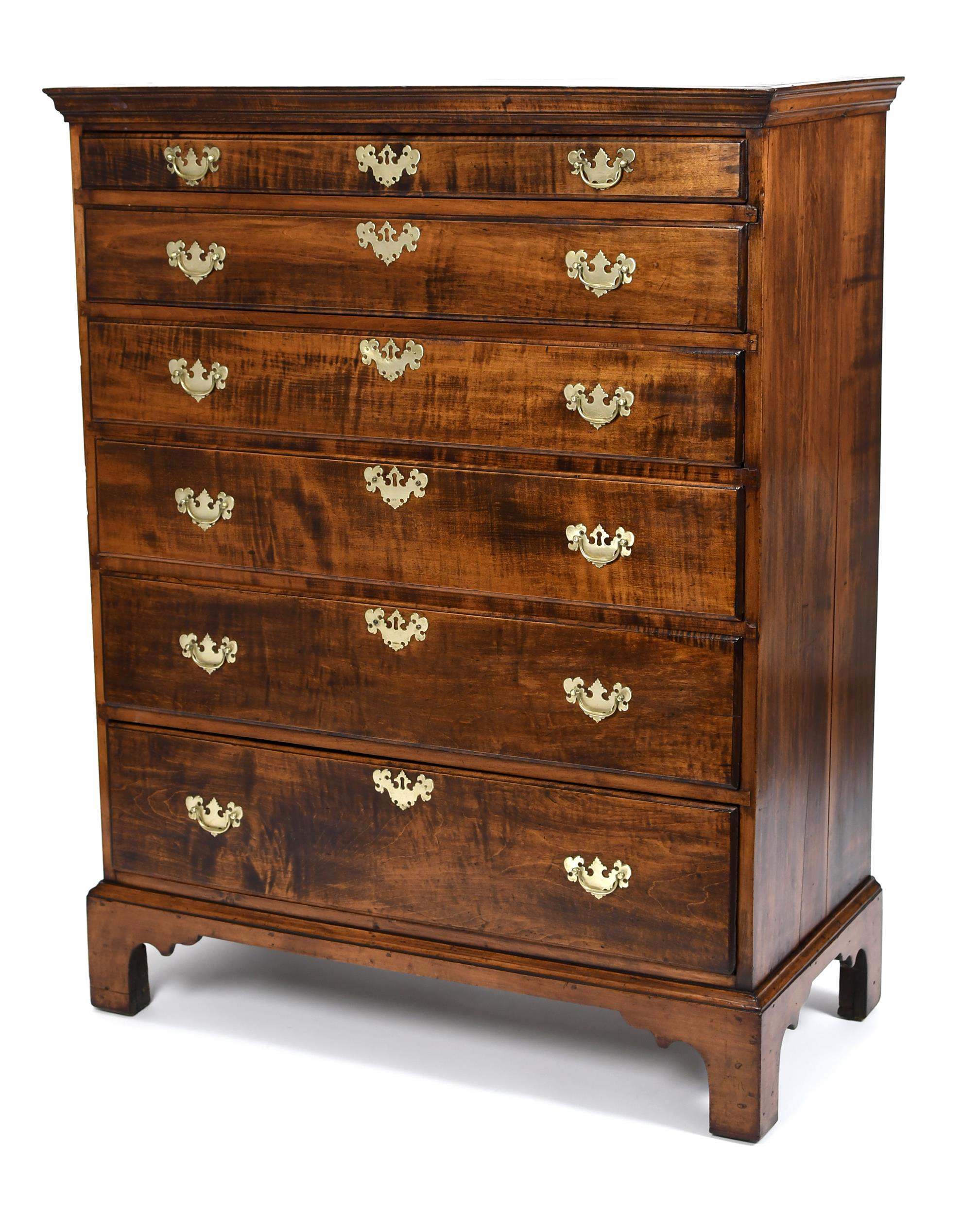18TH C. CHIPPENDALE TIGER MAPLE