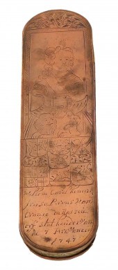 18TH C. COPPER AND BRASS TOBAC