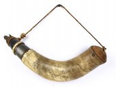 18TH C. CT CARVED MAP HORN. A