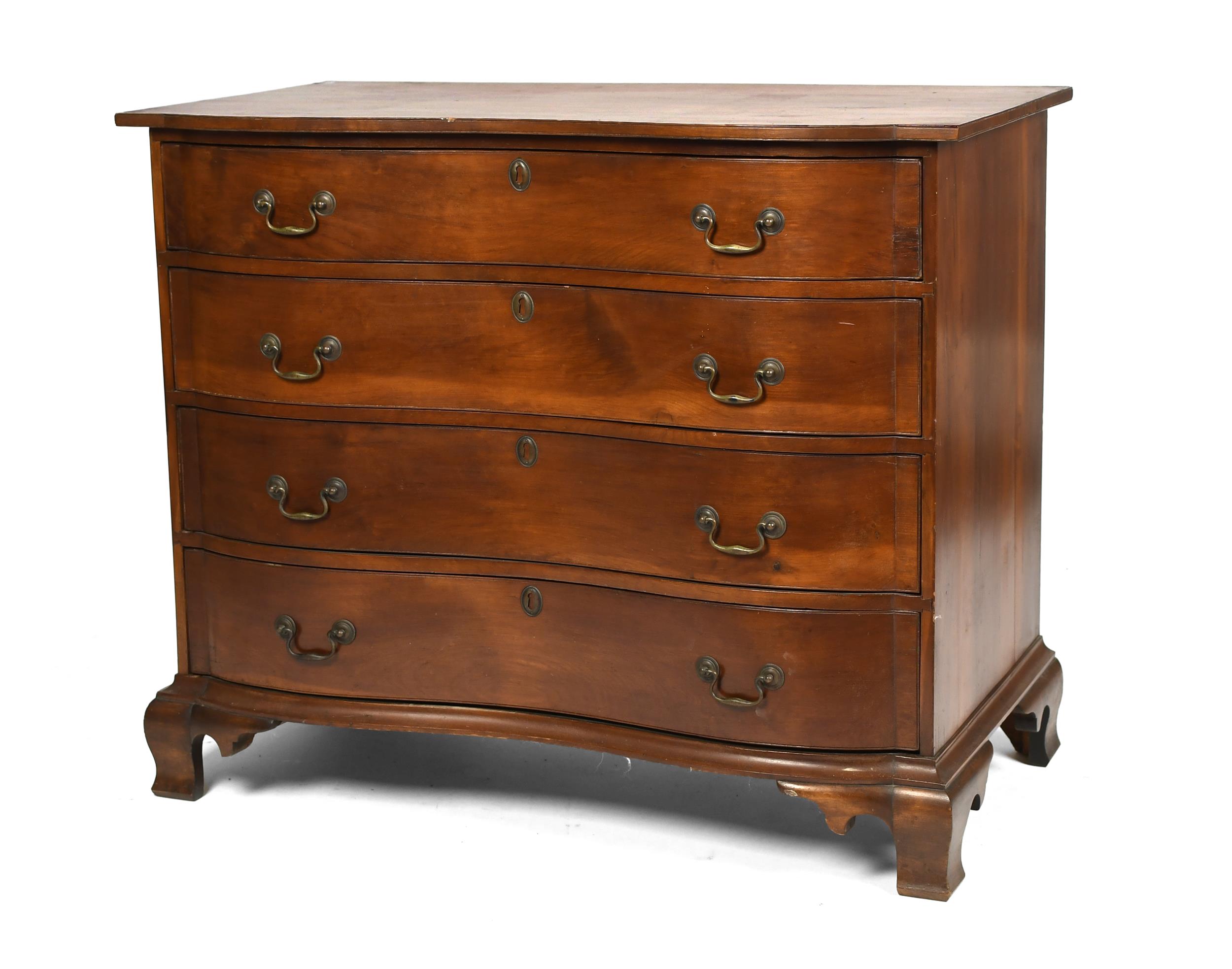 18TH C. CT. CHERRY OXBOW CHEST. Ca.