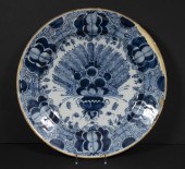 18TH C. DELFT CHARGER Dutch Bl