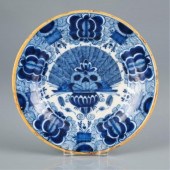 18TH C. DELFT PEACOCK & VASE P