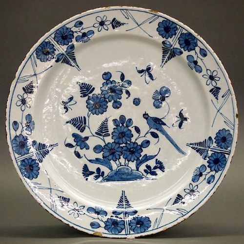 18TH C. DELFT WARE CHARGERAn 18th