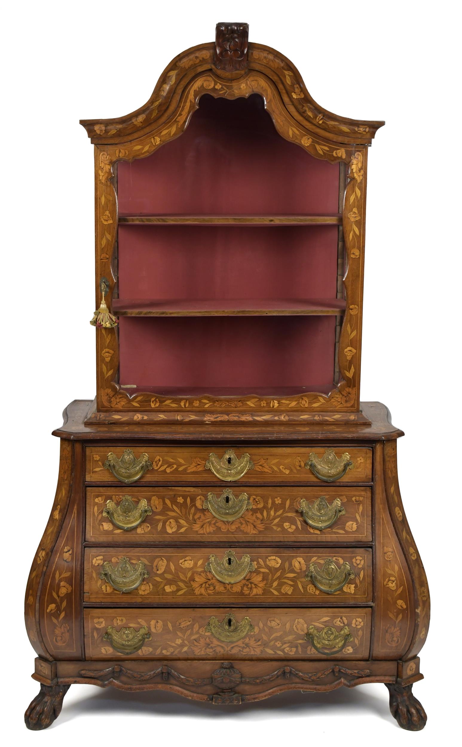 18TH C. DUTCH MARQUETRY BOMBE
