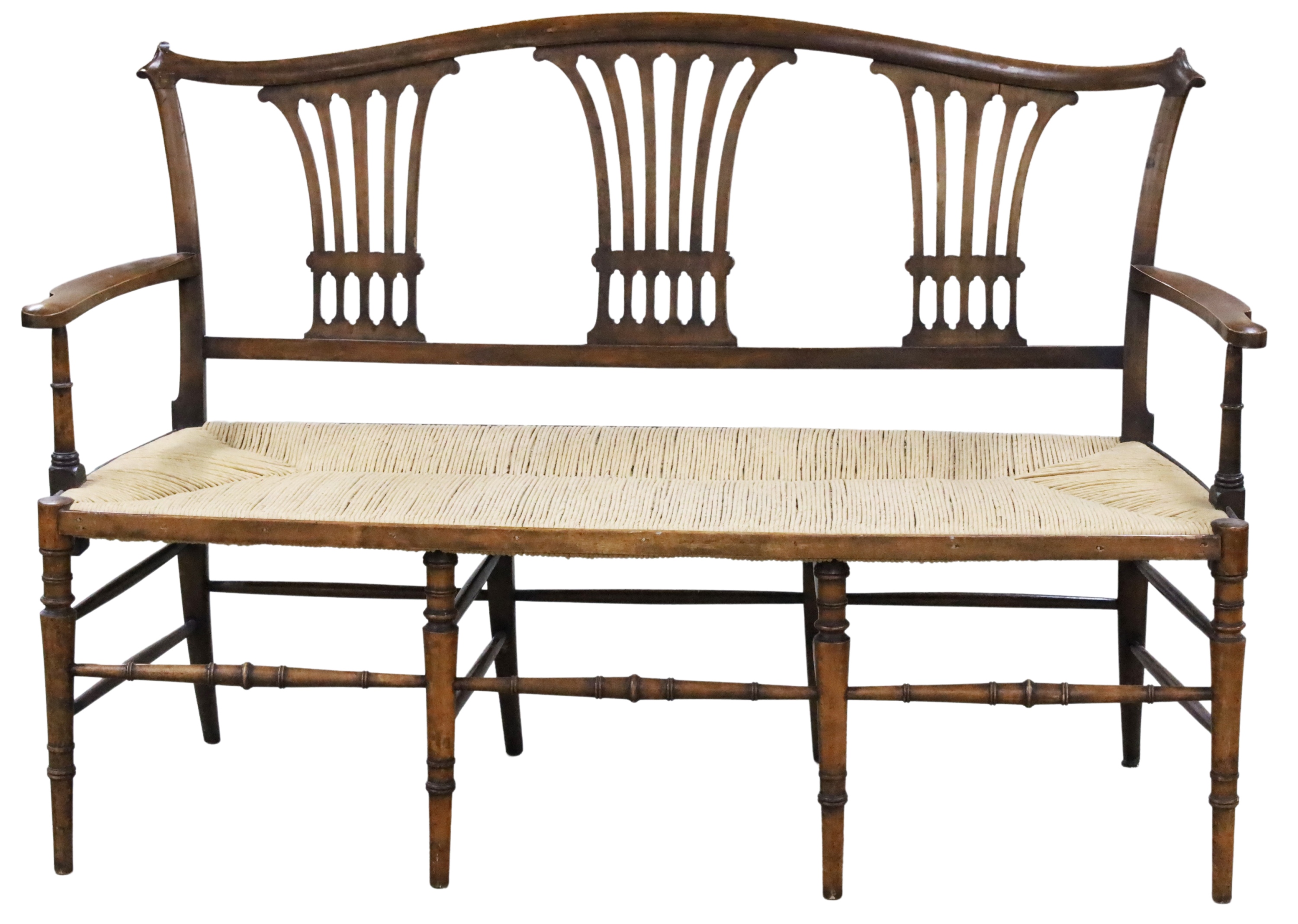 18TH C. ENGLISH BEECHWOOD SETTEE An