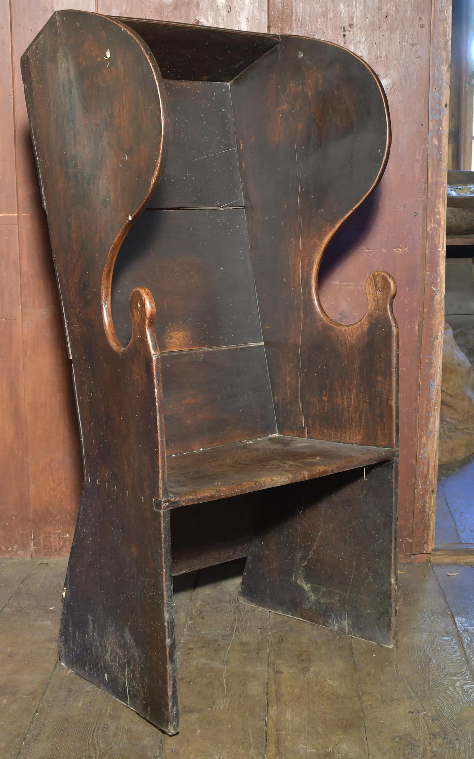 18TH C. ENGLISH ELM SETTLE BENCH. A