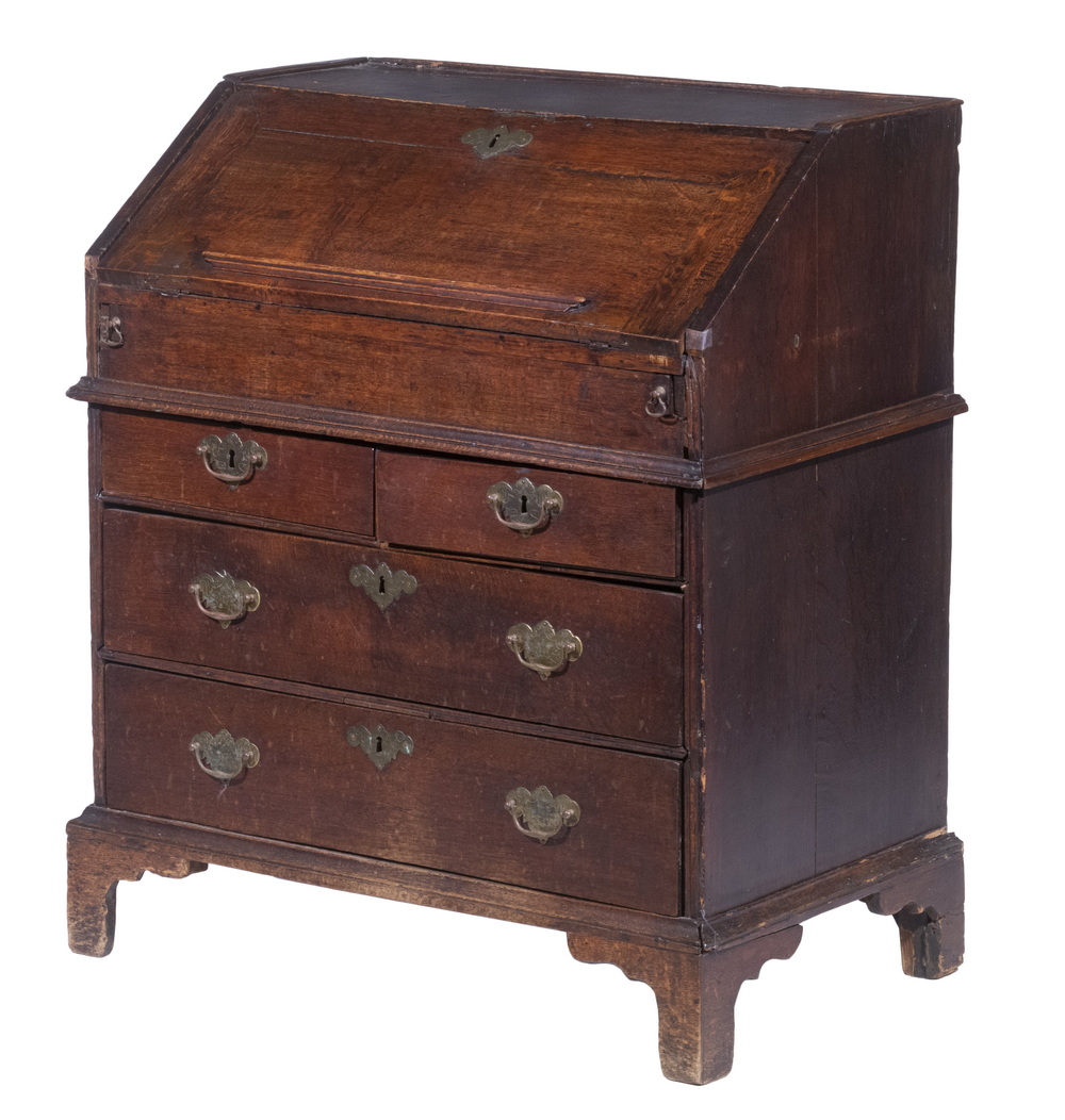 18TH C. ENGLISH OAK SLANT LID