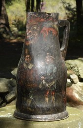 18TH C. ENGLISH PAINTED LEATHE