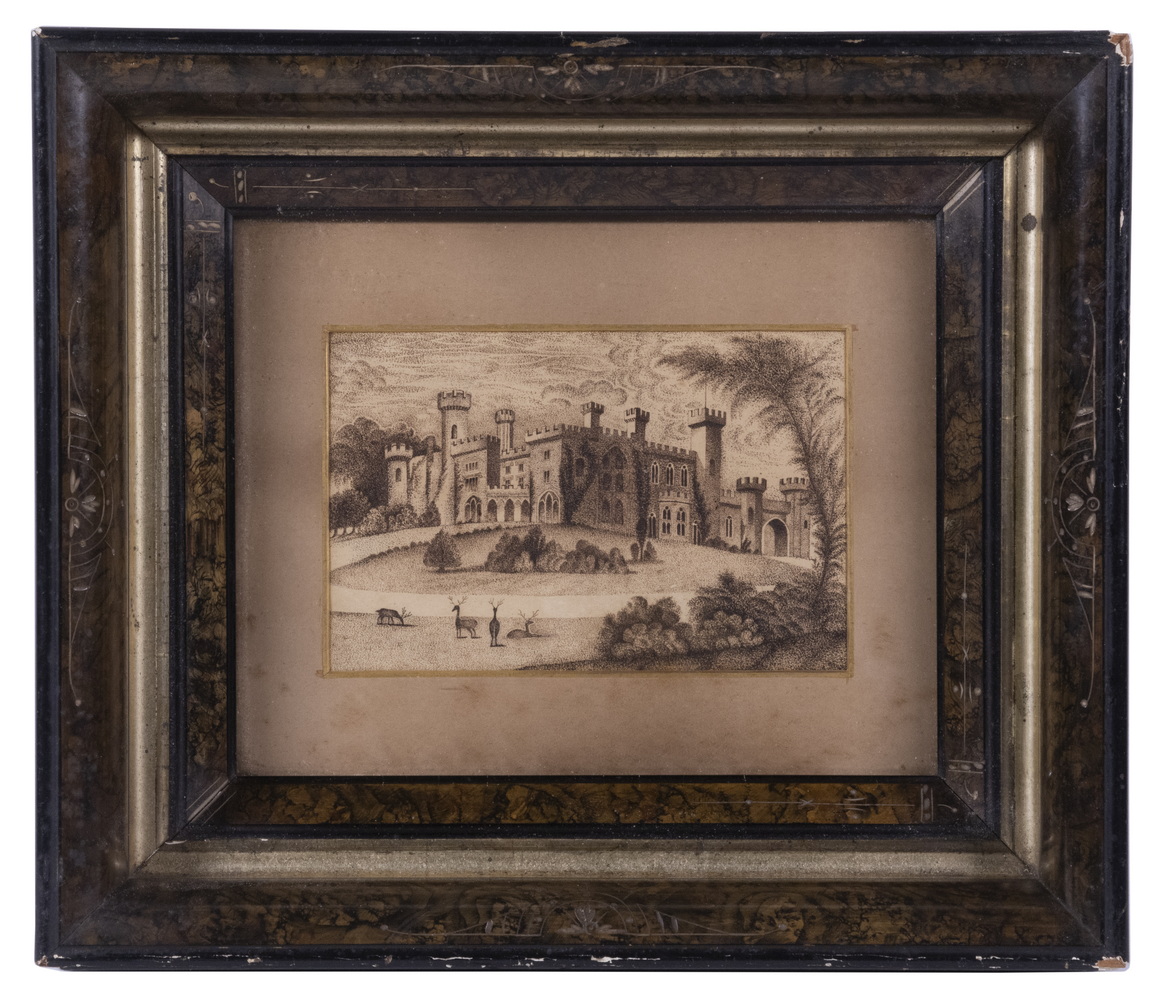 18TH C. ENGLISH STIPPLE INK DRAWING