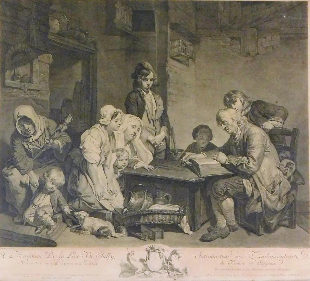 18TH C. ENGRAVING "LA LECTURE DE LA