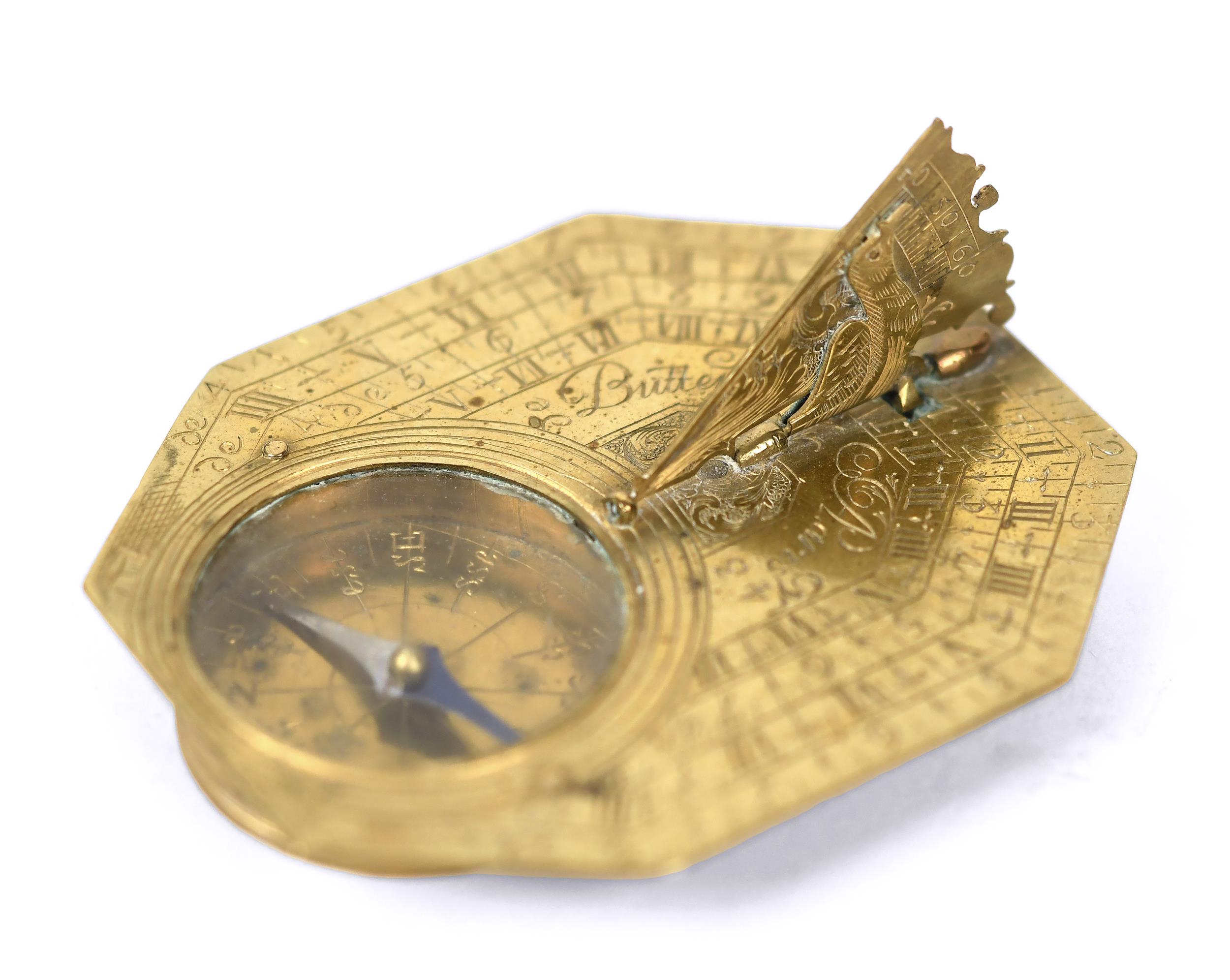 18TH C. FRENCH BRASS SUNDIAL,