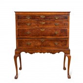 18TH C. GEORGIAN BURL FOUR-DRA