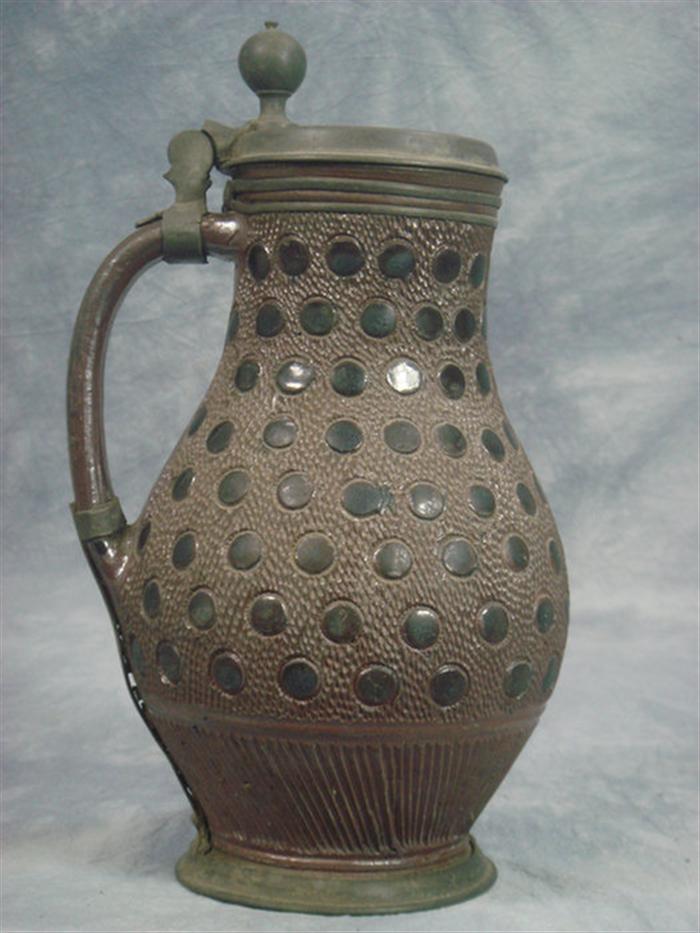 18th c German pottery stein,
