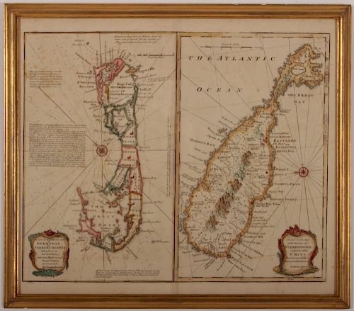 18TH C. HAND COLORED MAP OF BERMUDA