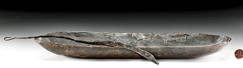 18TH C. INUIT COPPER OIL LAMP &