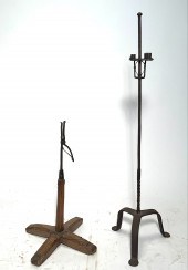 18TH C. IRON LIGHTING. Two flo