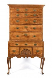 18TH C. MA TIGER MAPLE QUEEN A