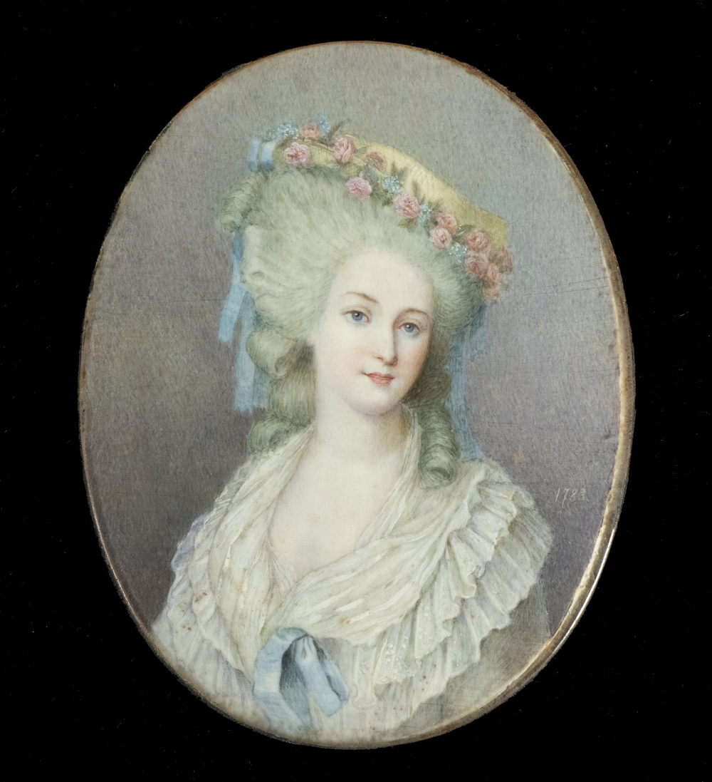 18TH C. MINIATURE OVAL WATERCOLOR