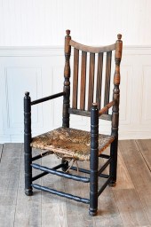 18TH C. PAINTED BANNISTER BACK