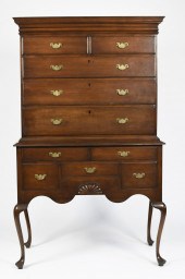 18TH C. QUEEN ANNE CT HIGHBOY.